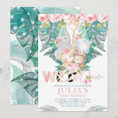 Oerwoud Dieren Eerste Verjaardag Schattige Kaart (Voorkant / Achterkant)