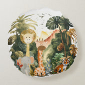 Oerwoud Dieren Exotische Safari Droom Ronde Kussen (Achterkant)