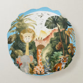 Oerwoud Dieren Exotische Safari Droom Ronde Kussen (Achterkant)