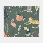 Oerwoud Dieren  Flora Fauna Fleece Deken (Voorkant (Horizontaal))