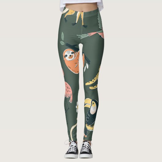 Oerwoud Dieren  Flora Fauna Leggings (Voorkant)