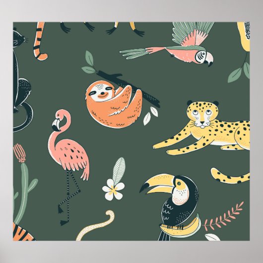 Oerwoud Dieren Flora Fauna Poster (Voorkant)