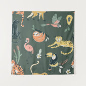 Oerwoud Dieren  Flora Fauna Wandkleed (Voorkant)