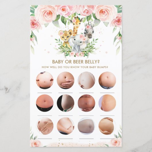 Oerwoud dieren Floral Baby of bier Belly Game (Voorkant)