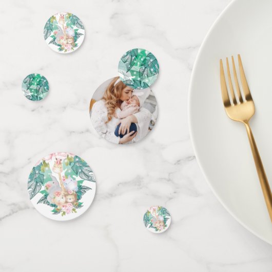 Oerwoud Dieren Foto Meisje Verjaardag Confetti (Groep)