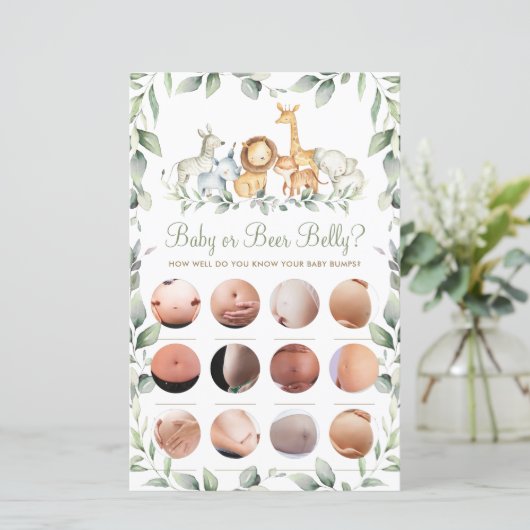 Oerwoud Dieren Fun Shower Baby of Beer Belly Game (Staand voorkant)