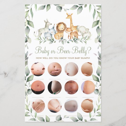 Oerwoud Dieren Fun Shower Baby of Beer Belly Game (Voorkant)