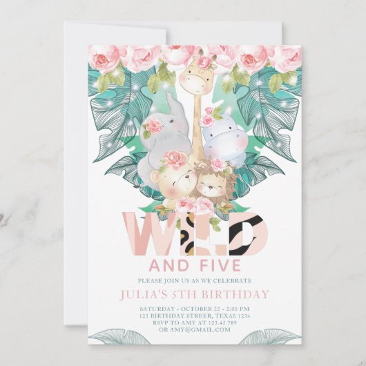 Oerwoud Dieren Girl Birthday Cute Kaart (Voorkant)