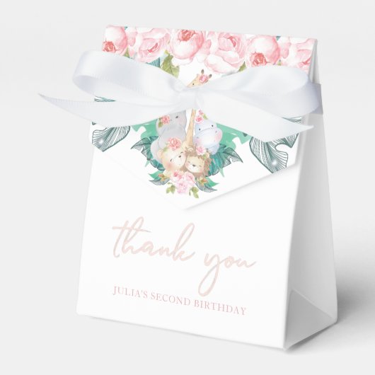 Oerwoud Dieren Girl Birthday Hartelijk dank Bedankdoosjes (Voorkant Zijde)