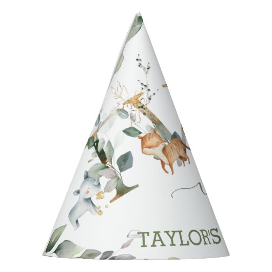 Oerwoud Dieren Greenere 2e verjaardag Jongen Girl Feesthoedjes (Links)