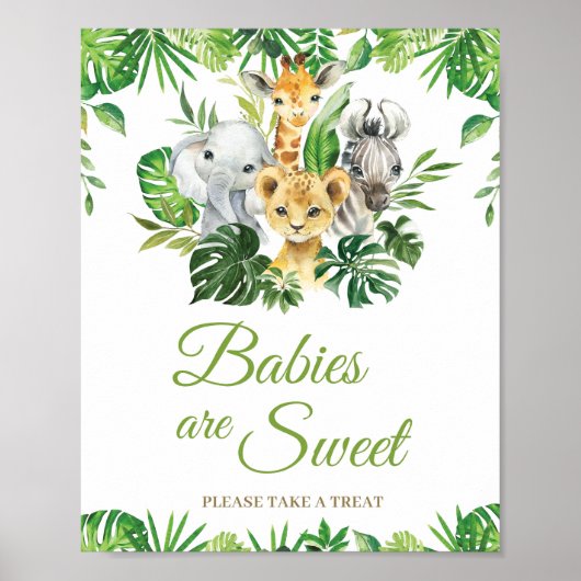 Oerwoud Dieren Greenery Babies zijn een mooie poot Poster (Voorkant)