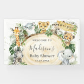 Oerwoud Dieren Greenery Baby shower Backdrop  Spandoek (Horizontaal)