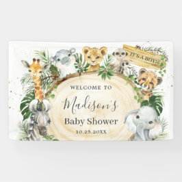 Oerwoud Dieren Greenery Baby shower Backdrop  Spandoek