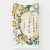 Oerwoud Dieren Greenery Baby shower Backdrop  Spandoek (Verticaal)