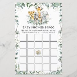 Oerwoud Dieren Greenery Baby shower Bingo Game