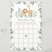 Oerwoud Dieren Greenery Baby shower Bingo Game (Voorkant)