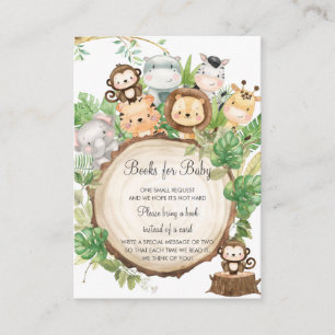 Oerwoud Dieren Greenery Baby shower brengt boek me Informatiekaartje