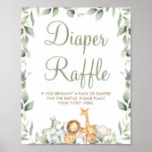 Oerwoud Dieren Greenery Baby shower Diaper Raffle Poster (Voorkant)