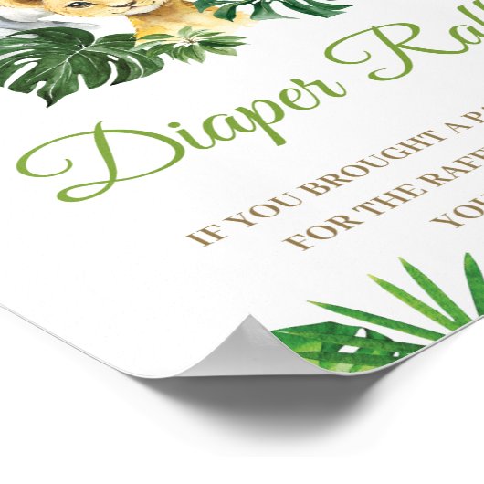 Oerwoud Dieren Greenery Baby shower Diaper Raffle Poster (Hoek)