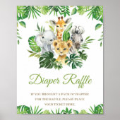 Oerwoud Dieren Greenery Baby shower Diaper Raffle Poster (Voorkant)