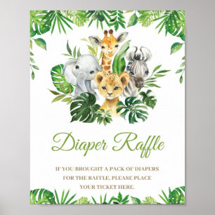 Oerwoud Dieren Greenery Baby shower Diaper Raffle Poster