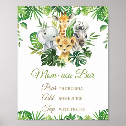 Oerwoud Dieren Greenery Baby shower Mam-osa Bar Poster (Voorkant)