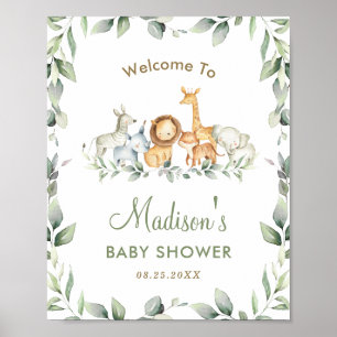 Oerwoud Dieren Greenery Baby shower Welkomstteken Poster