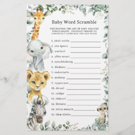 Oerwoud Dieren Greenery Baby Word Scramble spel