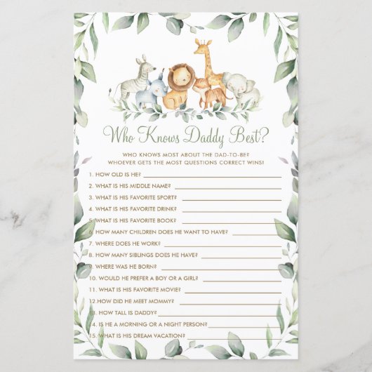 Oerwoud Dieren Greenery die papa het beste spel ke (Voorkant)