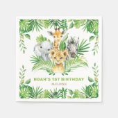 Oerwoud Dieren Greenery Lion Zebra Birthday Party Servet (Voorkant)
