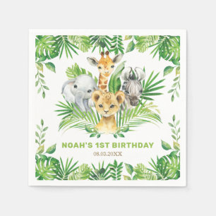 Oerwoud Dieren Greenery Lion Zebra Birthday Party Servet