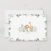 Oerwoud Dieren Greenery New Baby Boy Foto geboorte Aankondiging (Achterkant)