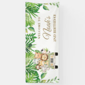 Oerwoud Dieren Greenery Safari Car Party Achtergro Spandoek (Verticaal)