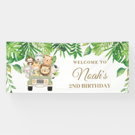 Oerwoud Dieren Greenery Safari Car Party Achtergro Spandoek