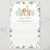 Oerwoud Dieren Greenery Shower Baby ABC Game Kaart (Voorkant)