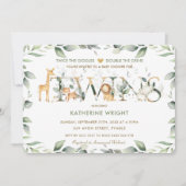 Oerwoud Dieren Greenery Twins Neutral Baby shower Kaart (Voorkant)