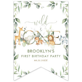 Oerwoud Dieren Greenery Wild One Happy Birthday Vlaggetjes