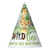 Oerwoud Dieren Greenery Wilde 1 1e verjaardag Feesthoedjes (Voorkant)