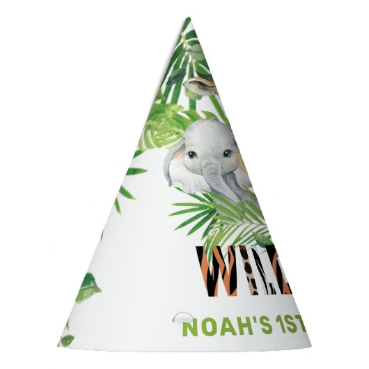 Oerwoud Dieren Greenery Wilde 1 1e verjaardag Feesthoedjes (Links)