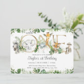 Oerwoud Dieren Greenery Wilde 1 1e verjaardag Kaart (Staand voorkant)