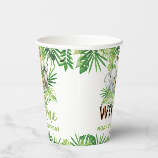 Oerwoud Dieren Greenery Wilde 1 1e verjaardag Papieren Bekers (Rechts)