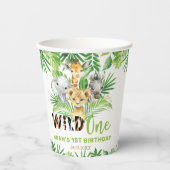 Oerwoud Dieren Greenery Wilde 1 1e verjaardag Papieren Bekers (Voorkant)