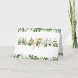 Oerwoud Dieren Groen 1e Verjaardag Baby shower Bedankkaart