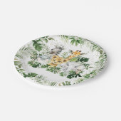 Oerwoud Dieren Groen Baby shower 1e Verjaardag Papieren Bordje (Gekanteld)