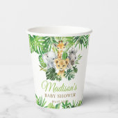 Oerwoud Dieren Groen Baby shower Verjaardag Papieren Bekers (Achterkant)