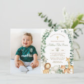 Oerwoud Dieren Groen Doop Doop Foto Kaart (Staand voorkant)