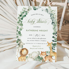 Oerwoud Dieren Groen Genderneutraal Baby shower Kaart