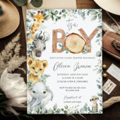 Oerwoud Dieren Groen Safari Jongen Baby shower Kaart