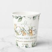 Oerwoud Dieren Groen Wild Een 1e Verjaardag Papieren Bekers (Achterkant)