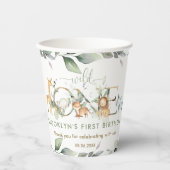 Oerwoud Dieren Groen Wild Een 1e Verjaardag Papieren Bekers (Voorkant)